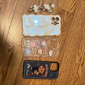 Stylish Phone Case Set - Cream, Clear, Black